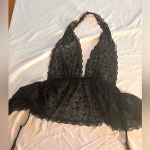 Victoria's Secret Black Lace Halter Chemise top